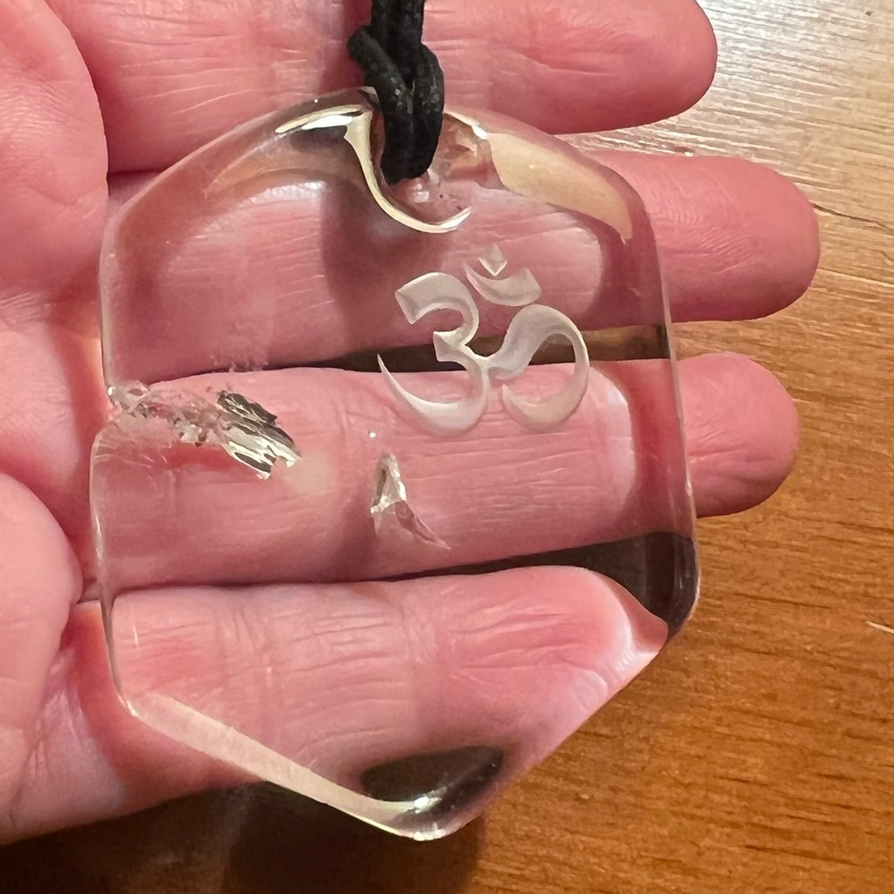 Pratt Daddy RARE Custom X-Large Rock Crystal Om Pendant Cord Necklace